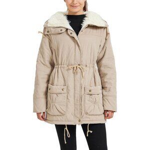 Women's Winter Mid Length Thick Warm Faux Lamb Wool Lined Jacket Casual Coat